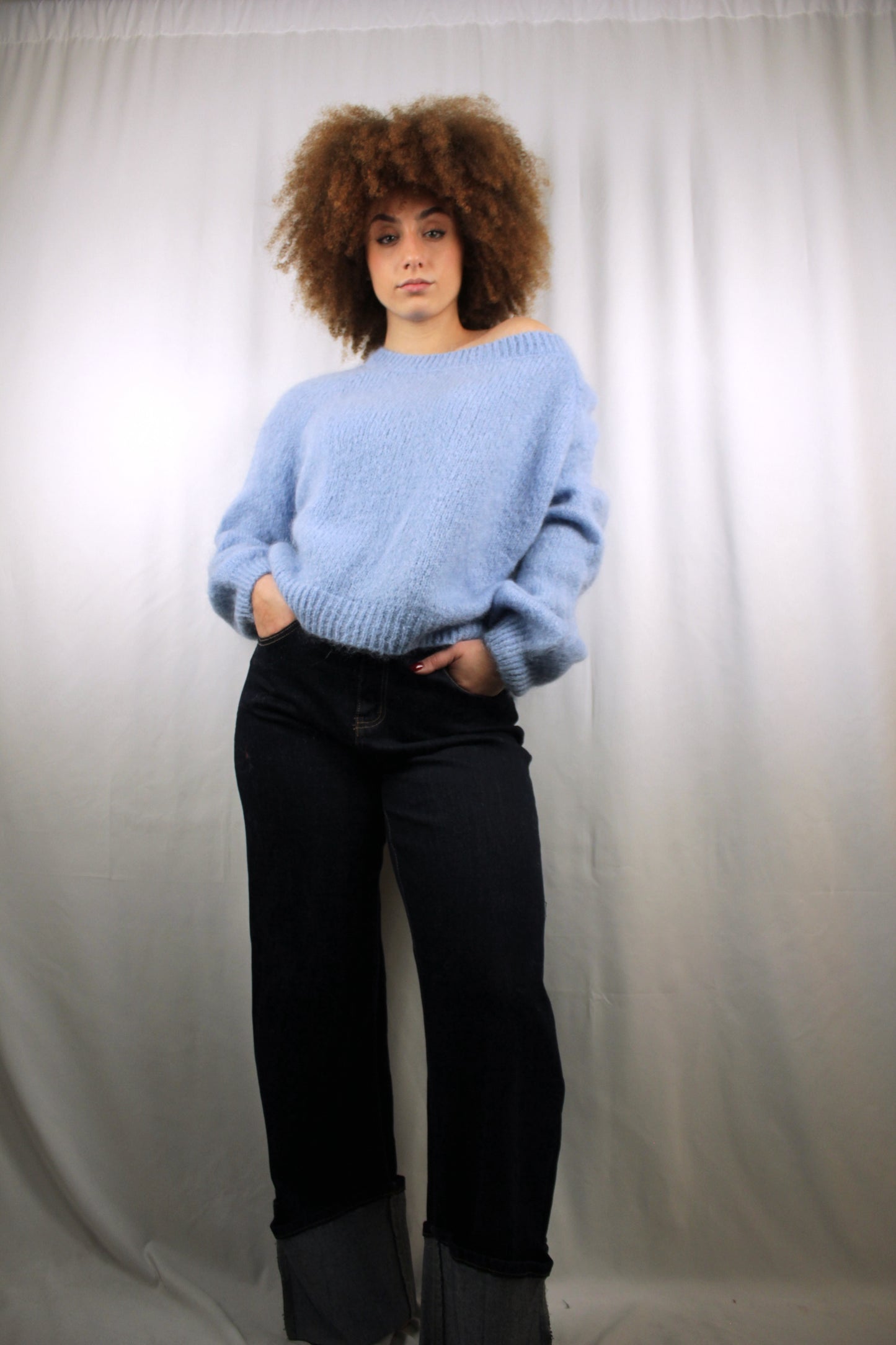 Pull girocollo in mohair