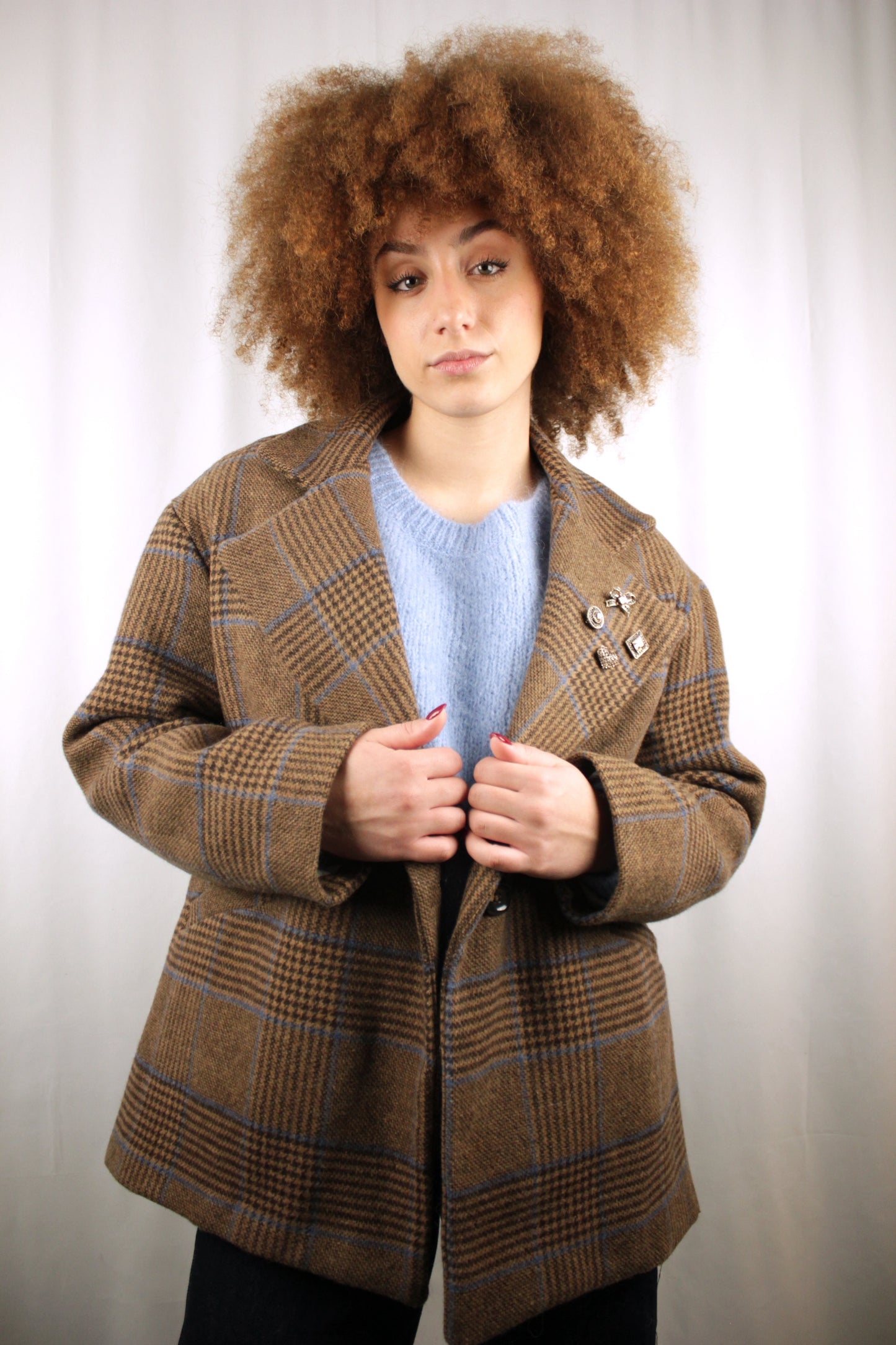 Giacca-cappotto over-size quadri