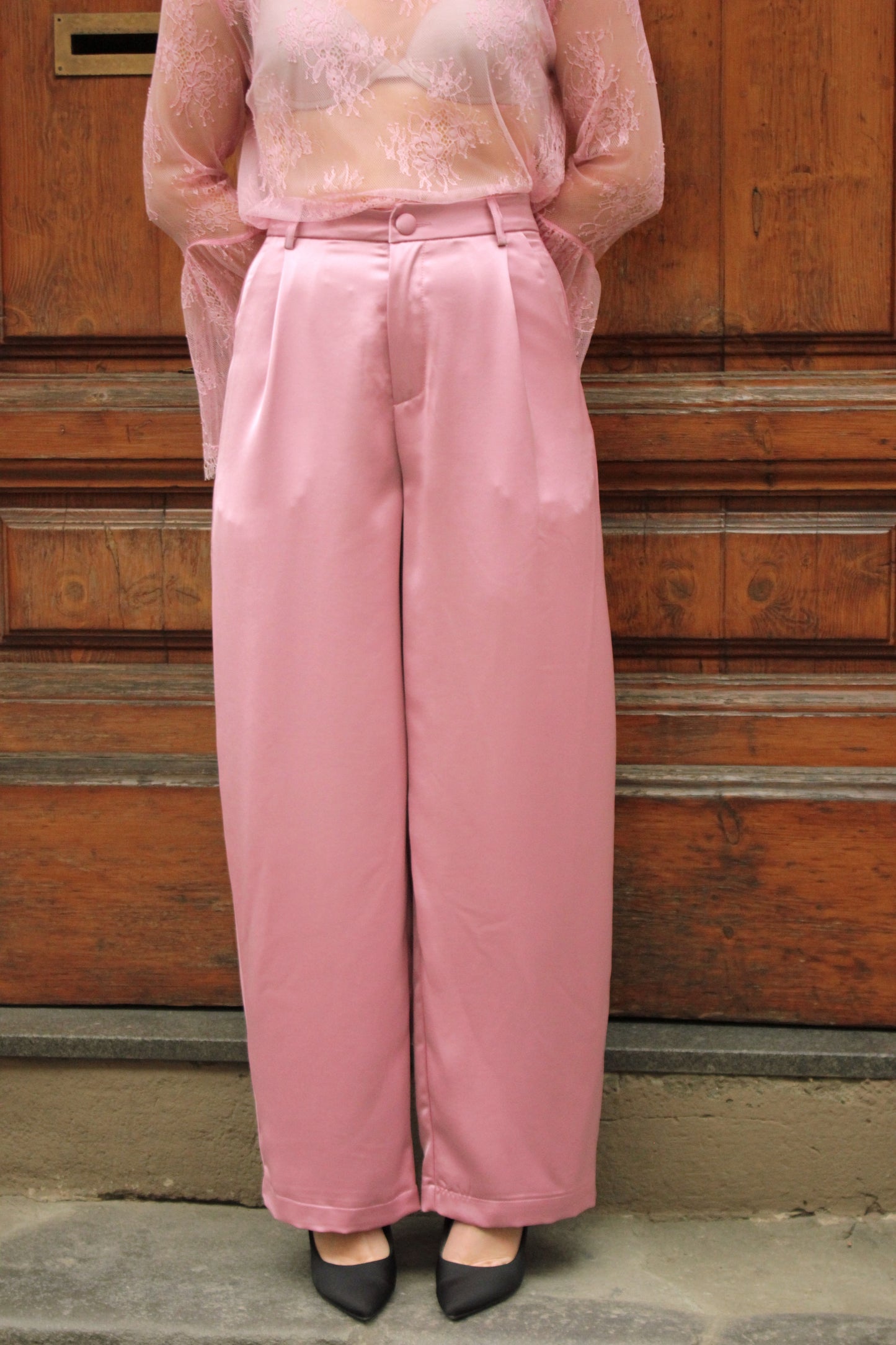 Pantalone raso Rosa Lumina