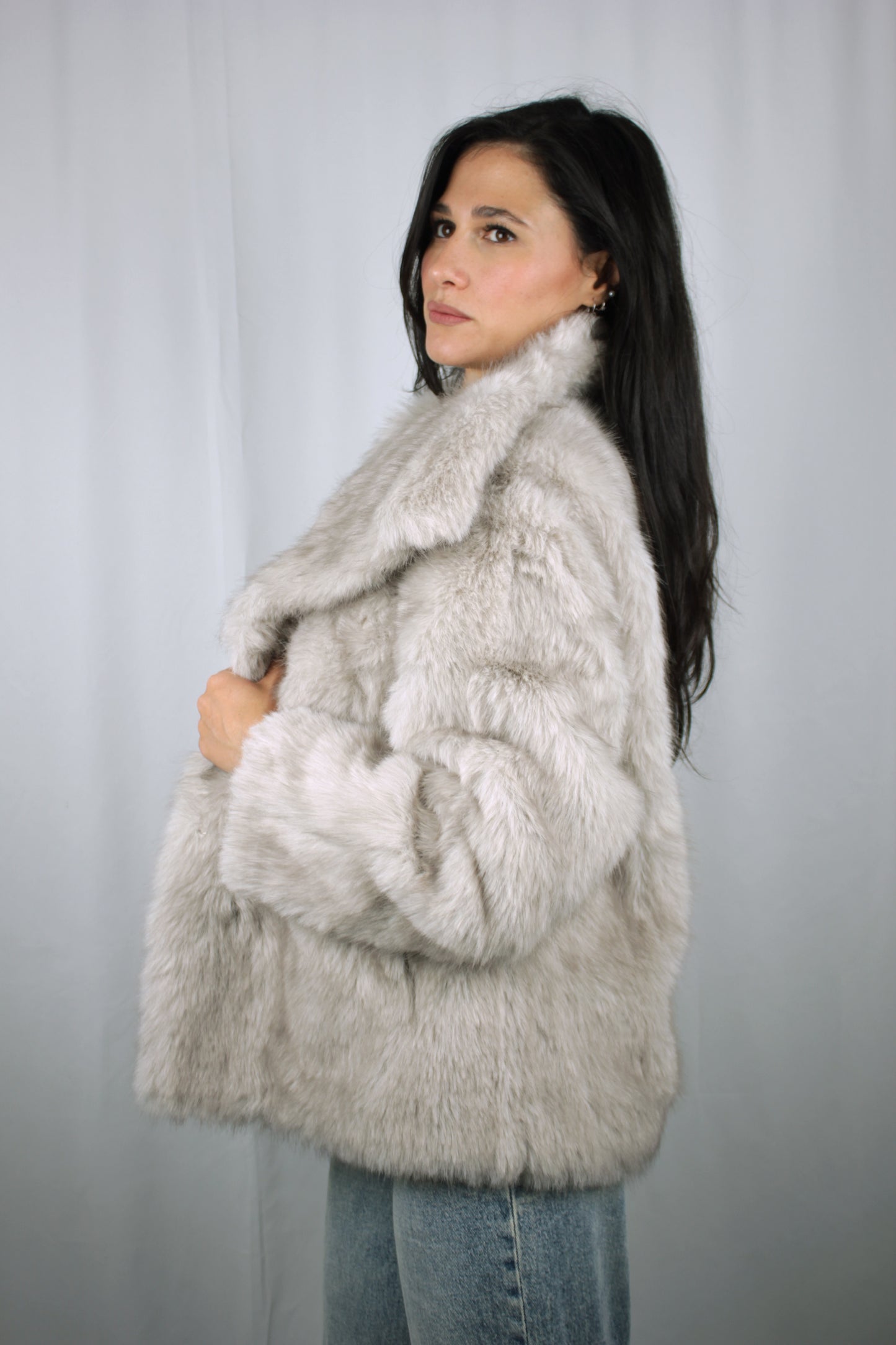 Giacca corta ecopelliccia Ghiaccio