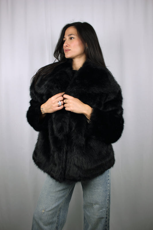 Giacca corta ecopelliccia Nera