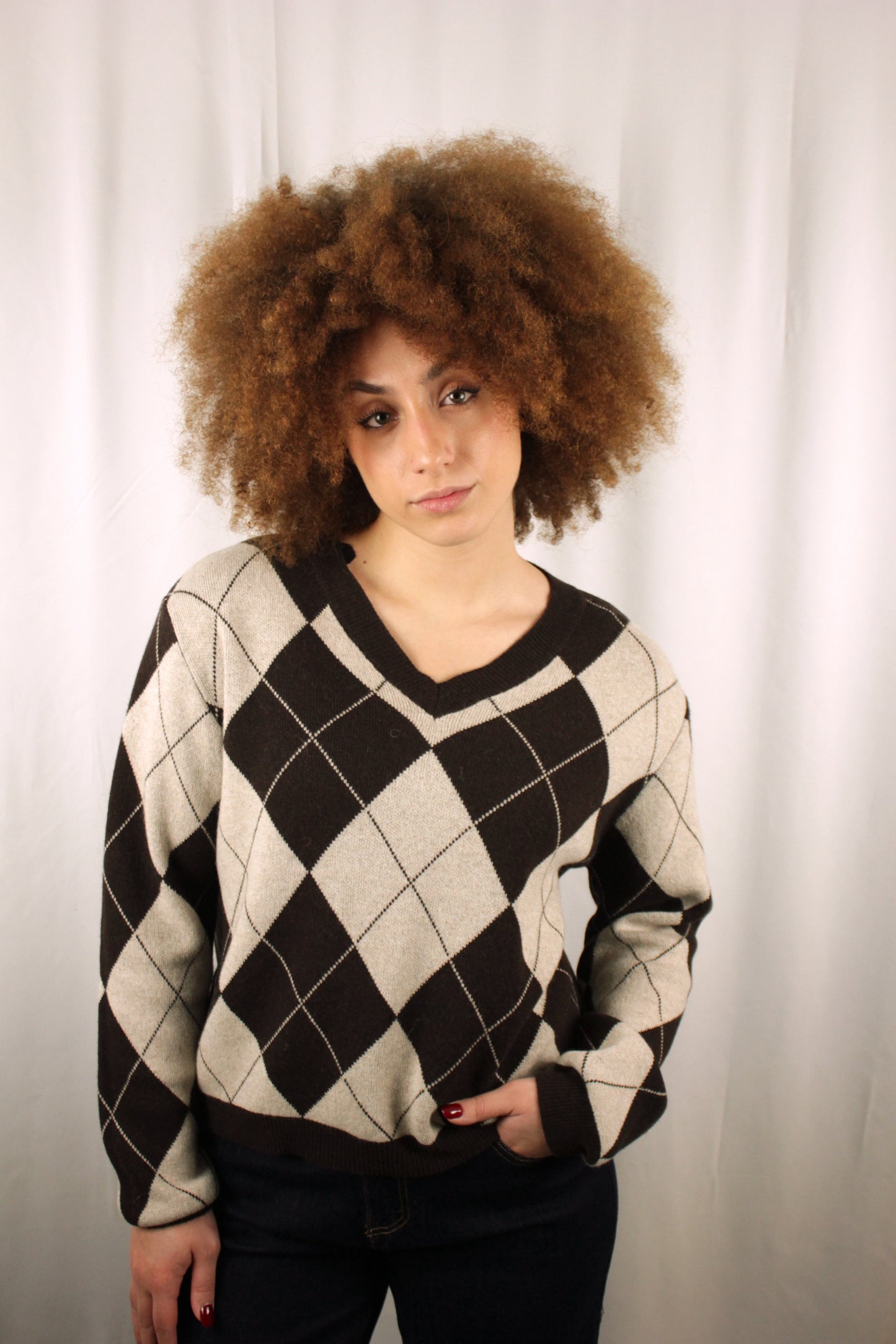 Pull rombo in lana e cashmere