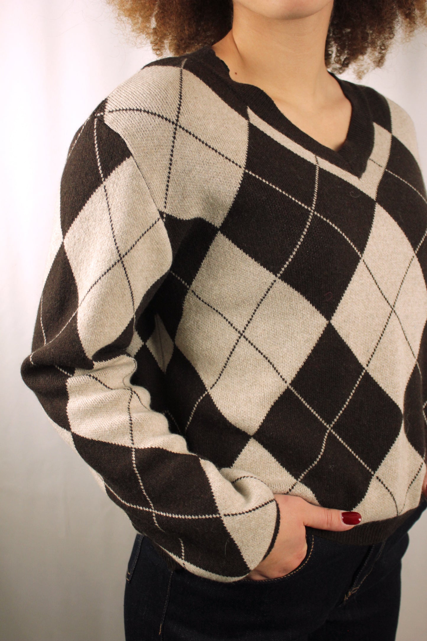 Pull rombo in lana e cashmere
