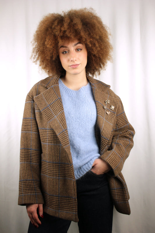 Giacca-cappotto over-size quadri