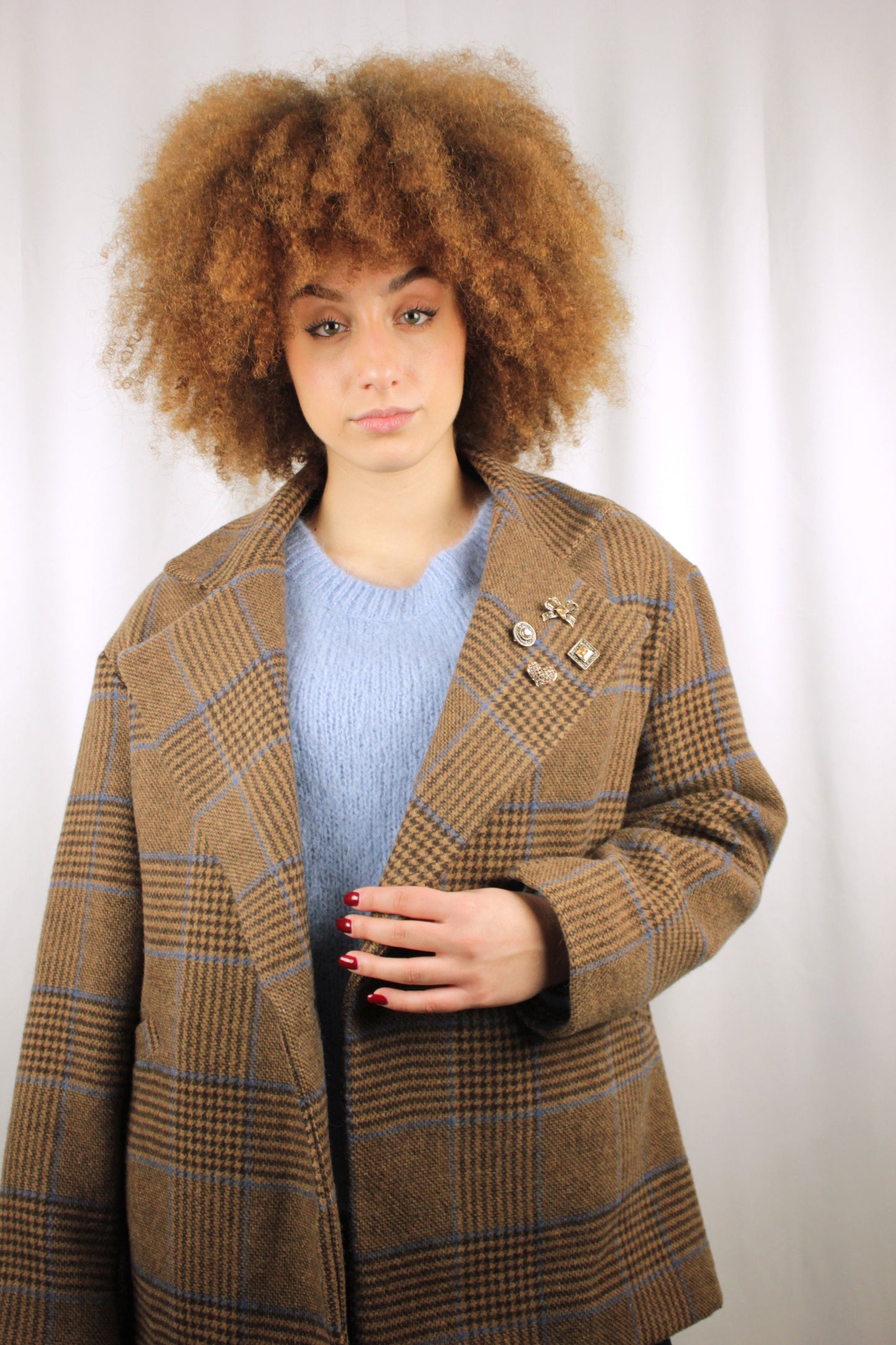 Giacca-cappotto over-size quadri