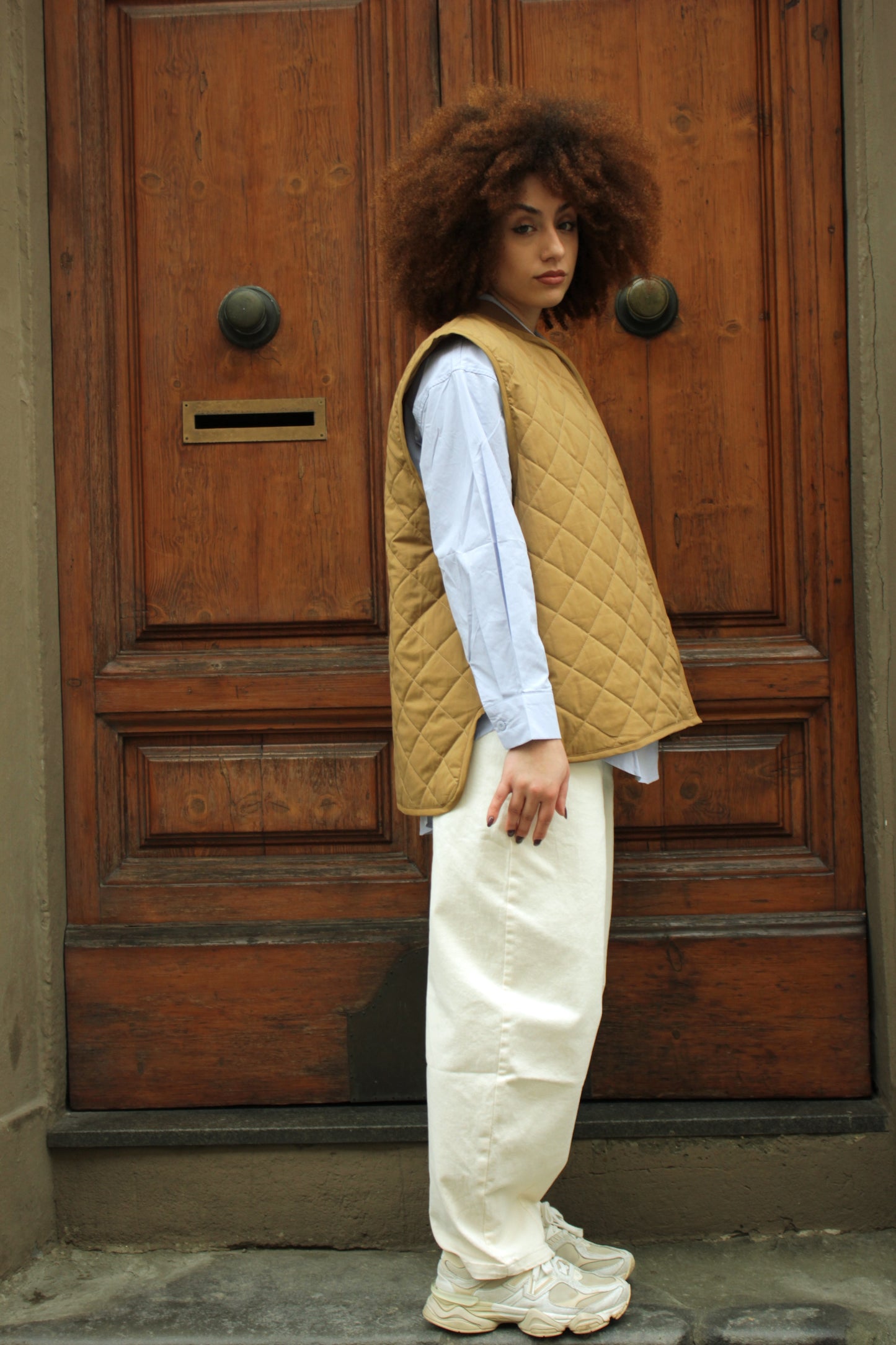 Gilet trapuntato cammello Lumina