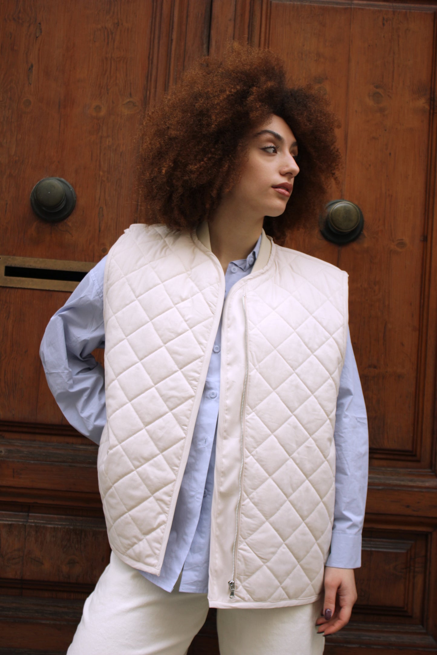 Gilet trapuntato panna Lumina