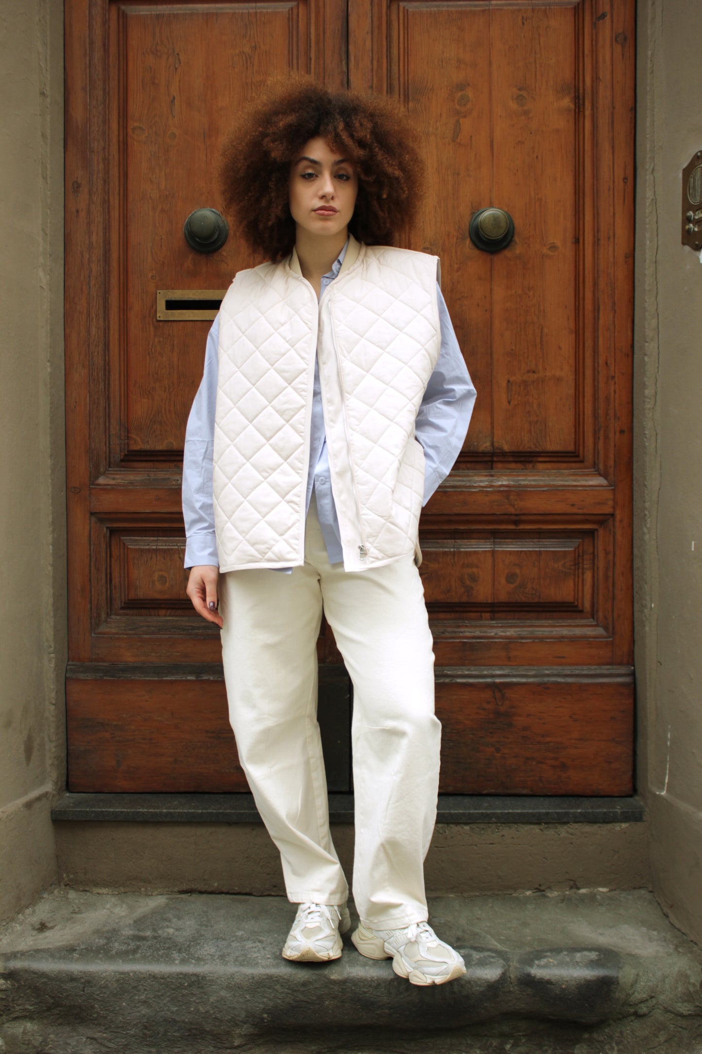 Gilet trapuntato panna Lumina