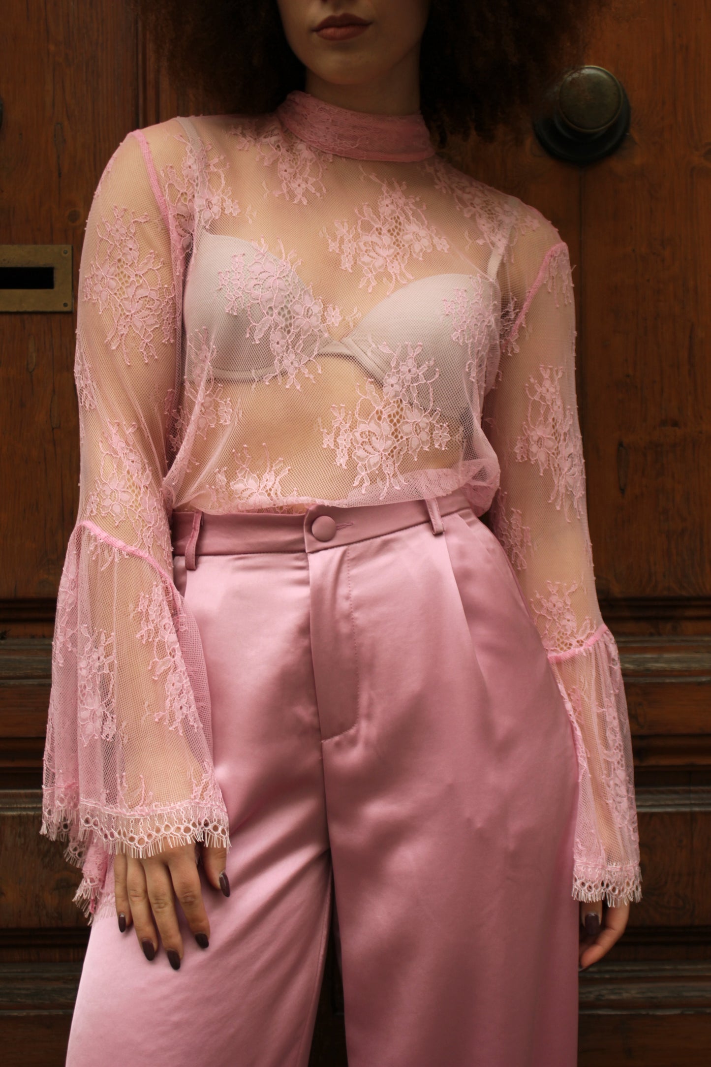 Camicia pizzo rosa Lumina
